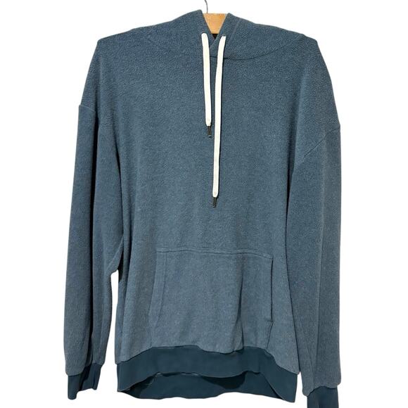 Feat | Hooded Pullover Sweatshirt Long Sleeve Fleece Blanket Blend Blue Size XL - Picture 1 of 7
